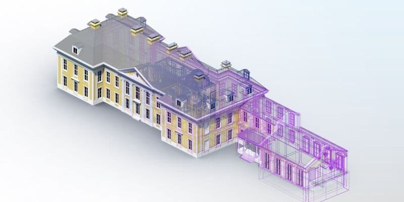 Picture of Abb. 3: Digitale 3D-Rekonstruktion von Schloss Schlodien; 3D-Modellierung am Institut für Raumdarstellung, J. Backes