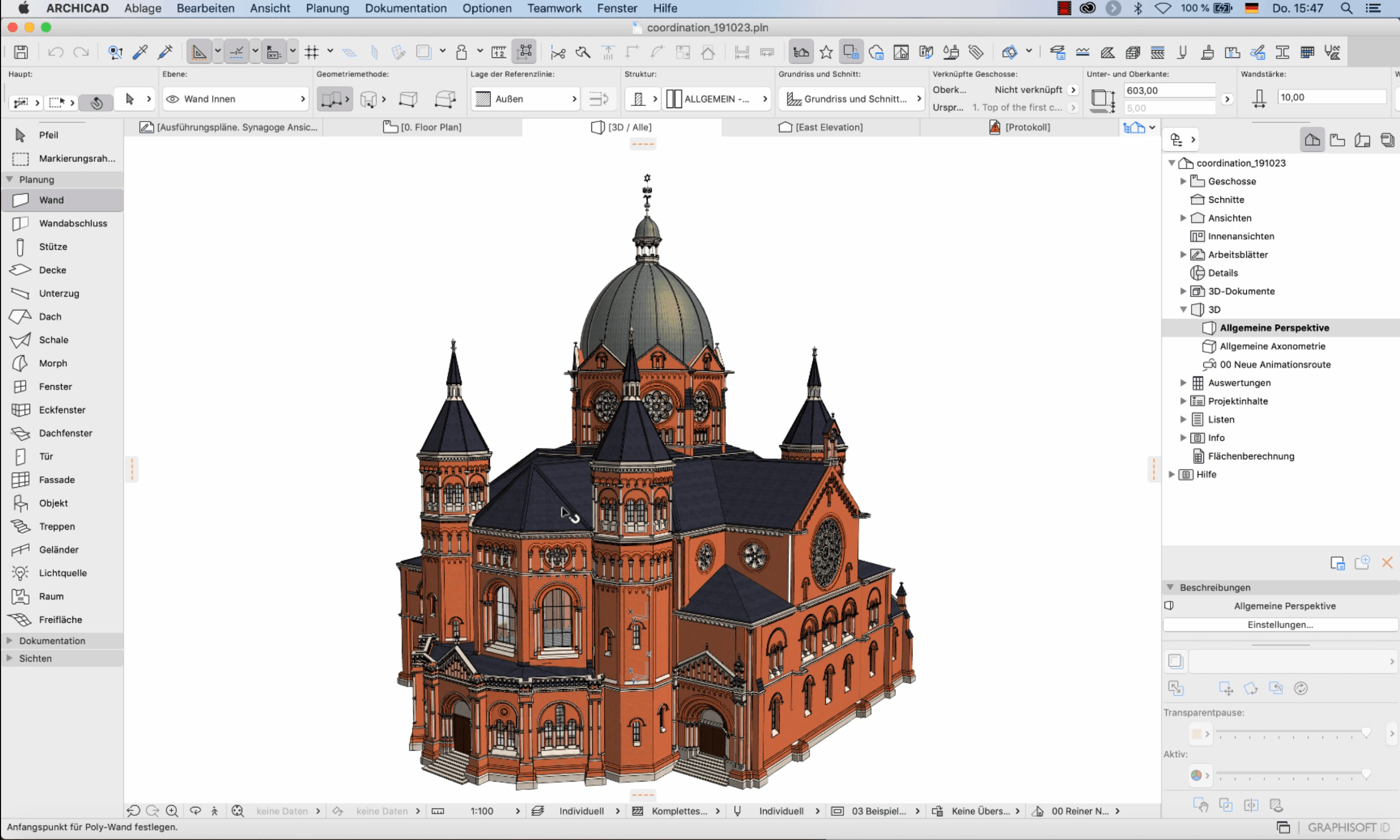 Picture of BIM-konformes 3D-Modell der Synagoge in ARCHICAD 19