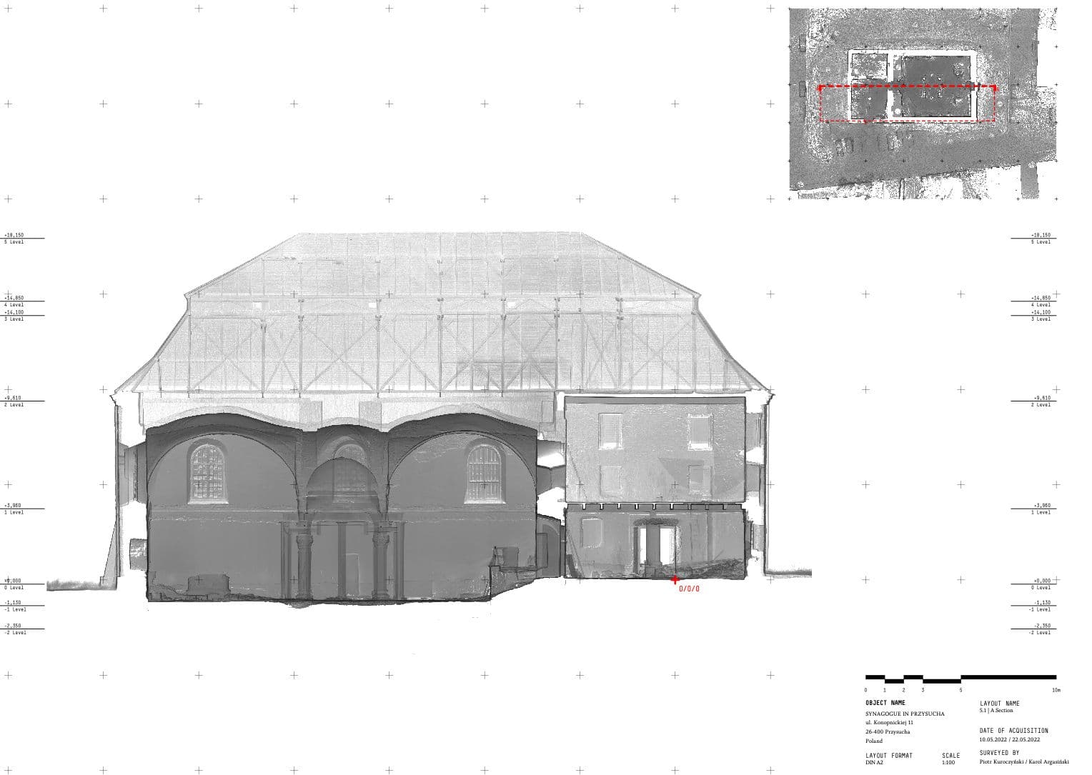 Picture of Abb. 1. Synagoge Przysucha – Längsschnitt im Layout